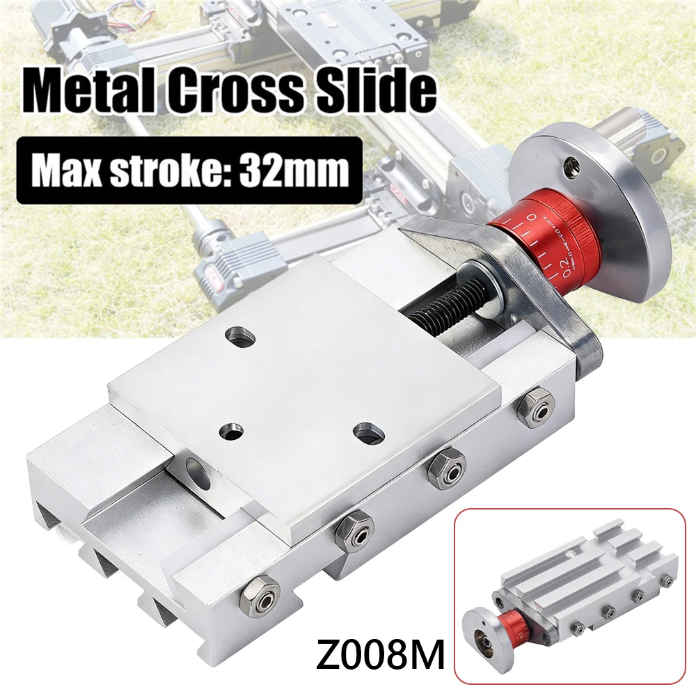 Mini Lathe Cross Slide Z008M Metal Longitudinal Slide Block 32mm Stroke for Y/Z Axis DIY Woodworking Tools