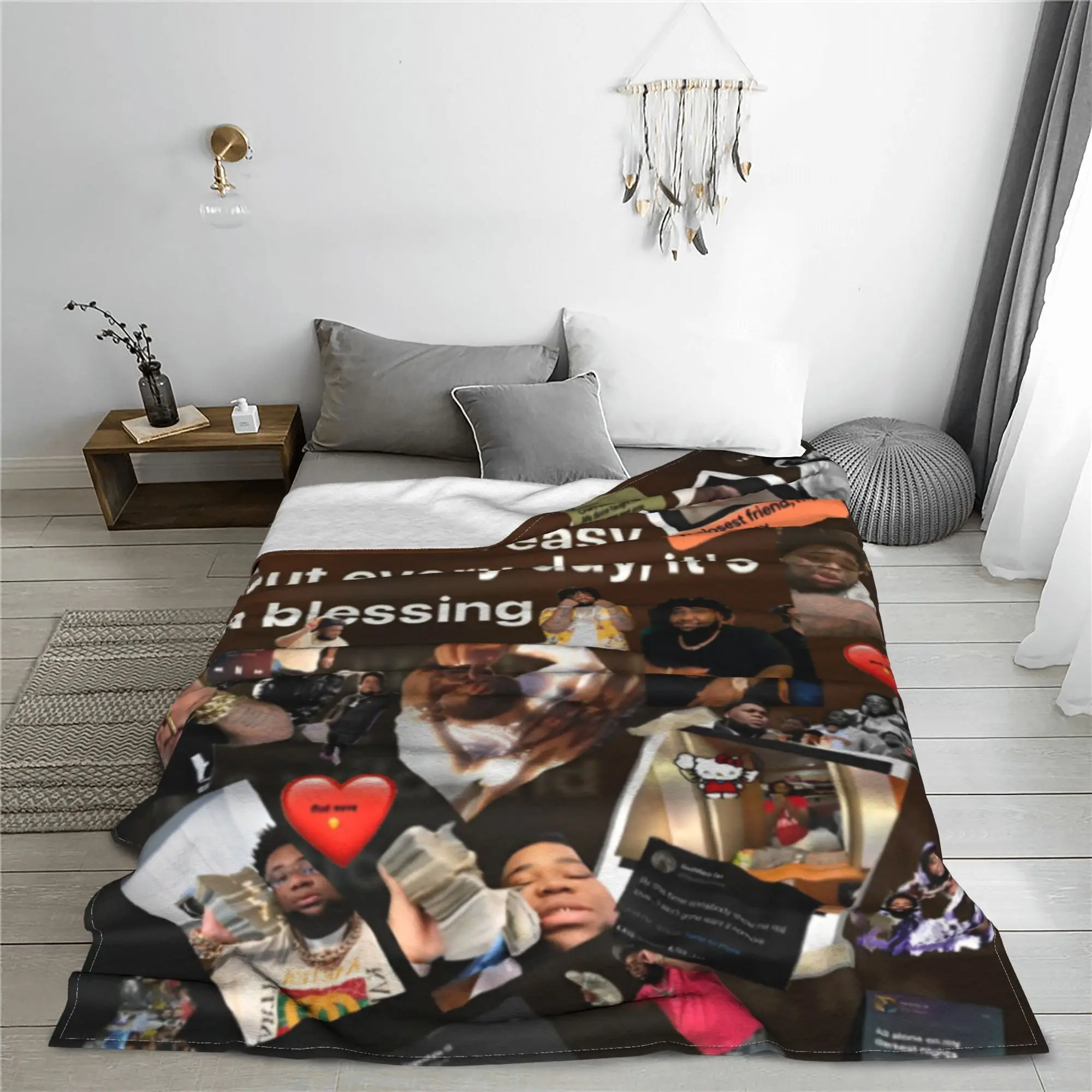 Rod Wave Hip Hop Rapper Blankets Flannel Print Singer Music Multi-function Warm Throw Blankets for Home Bedspreads Quilt