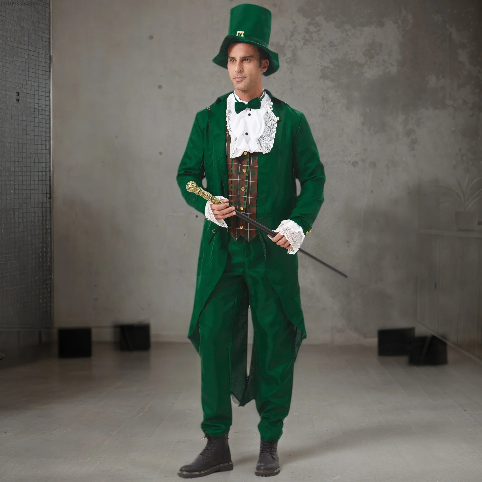 

Renaissance Victorian Costume Men's Magician Ringmaster Circus Jacket Party Cosplay Tailcoat with Felt Hat Tie