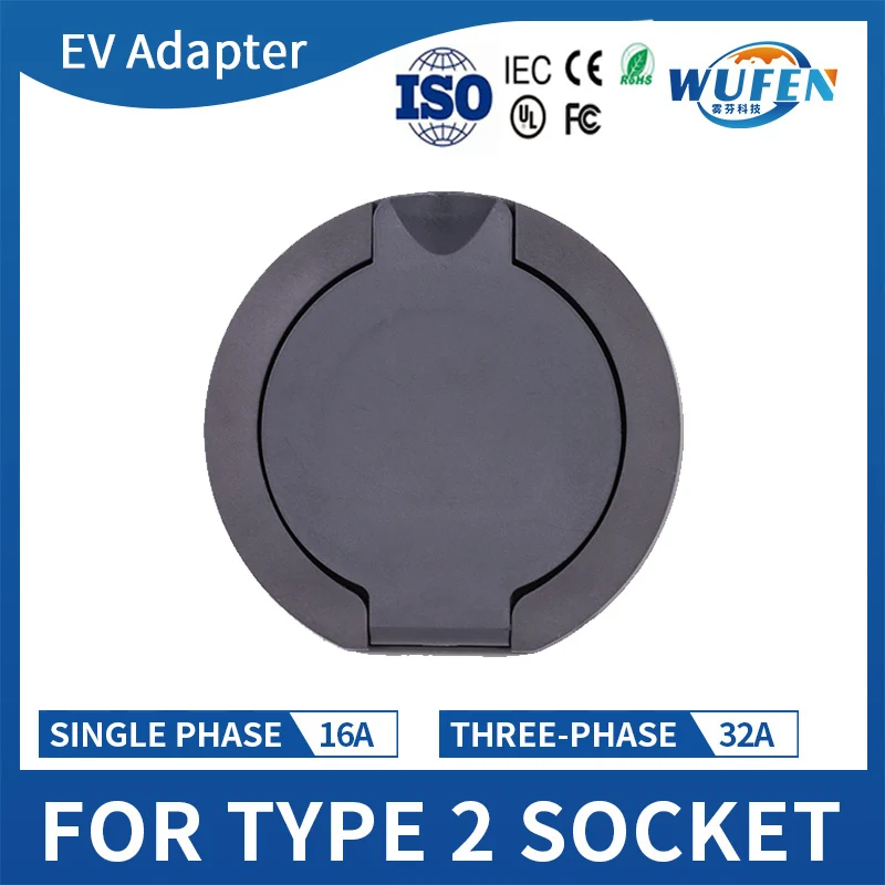 WUFEN Type 2 connecteur de prise femelle prise CE IEC 62196-2 32A 3P 22KW 4 points fixe AC EV charge adapté au câble de chargement