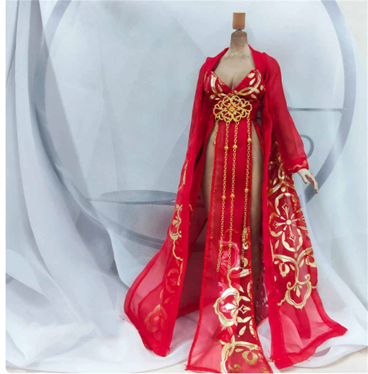 Ancient Shirt Clothes Long Dress 1/6 Female Coat Hanfu Long Dress Outfit  Black red Suit for 12inch Action Figure Toys
