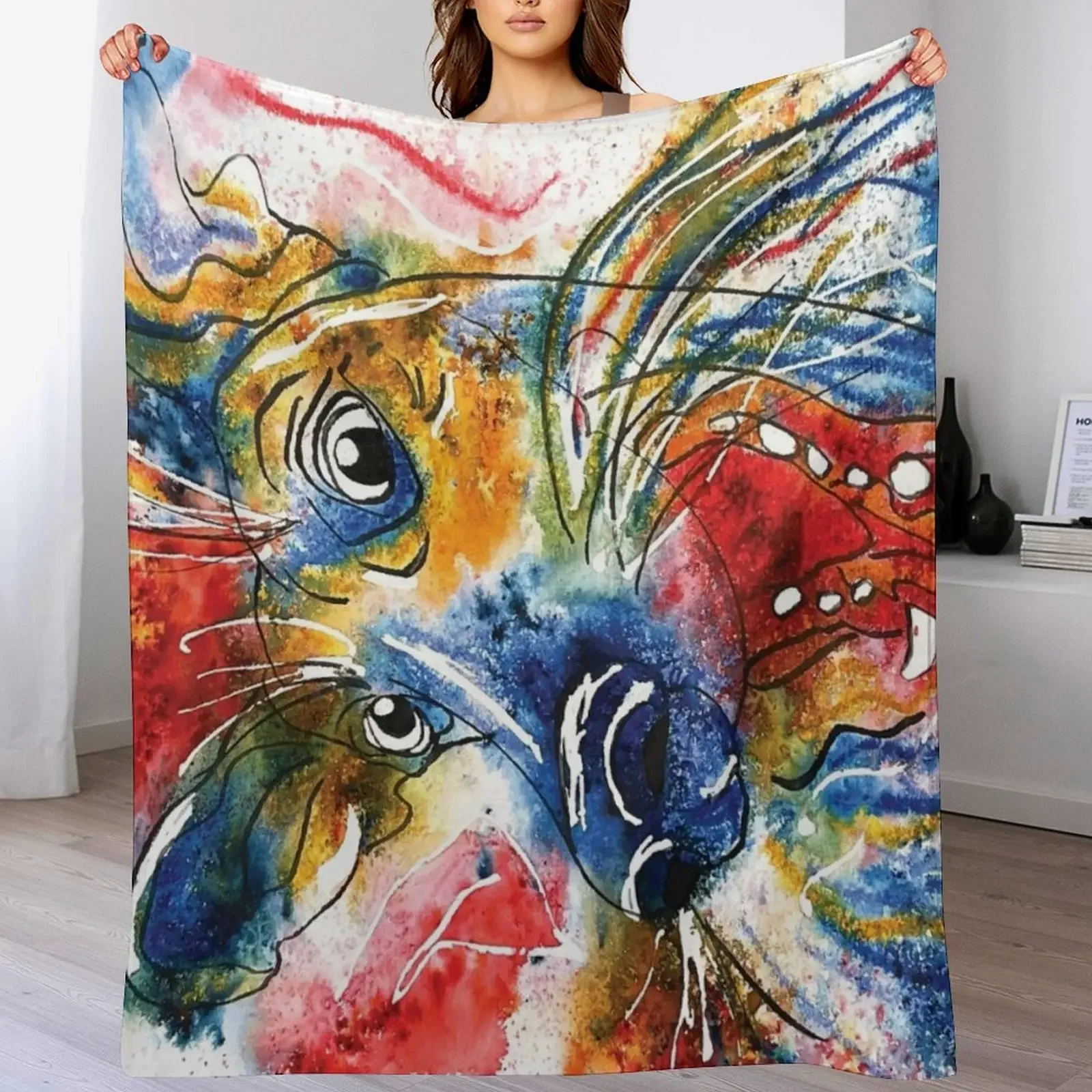 Kooky Kreatures 'Dax: The Blue Dog' Caricature Print — Art by Paquita Throw Blanket Luxury Luxury Brand Baby Blankets