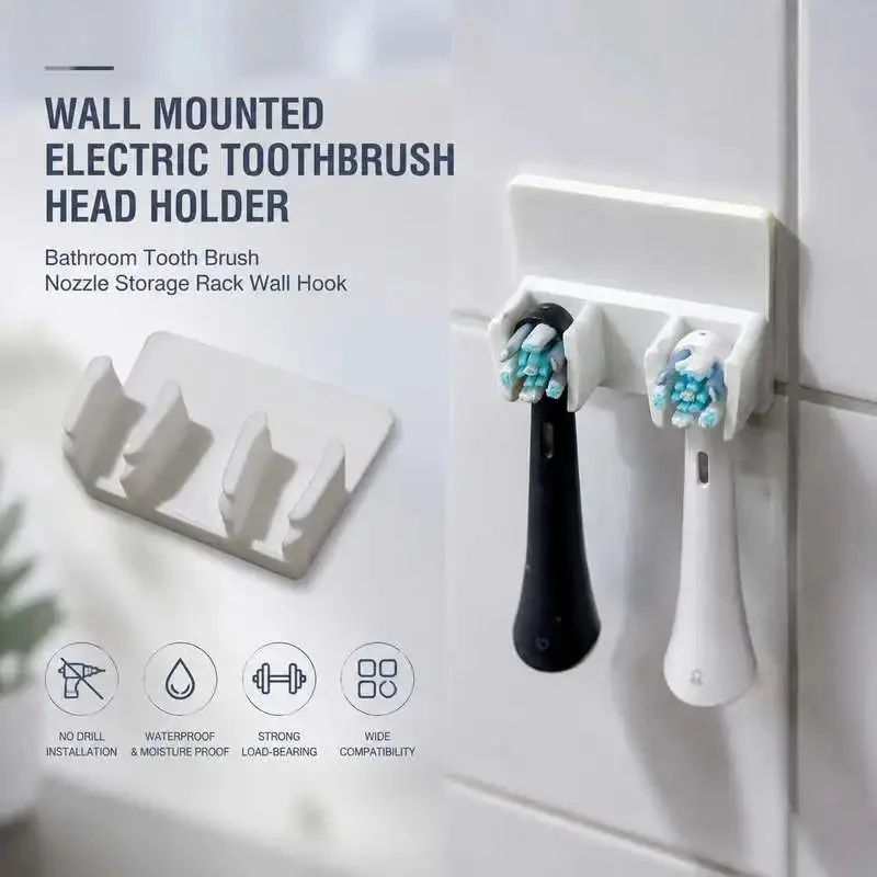 Wall Mount Electric Toothbrush Head Holder Bathroom Tooth Brush Cap Storage Rack Hanging Hook