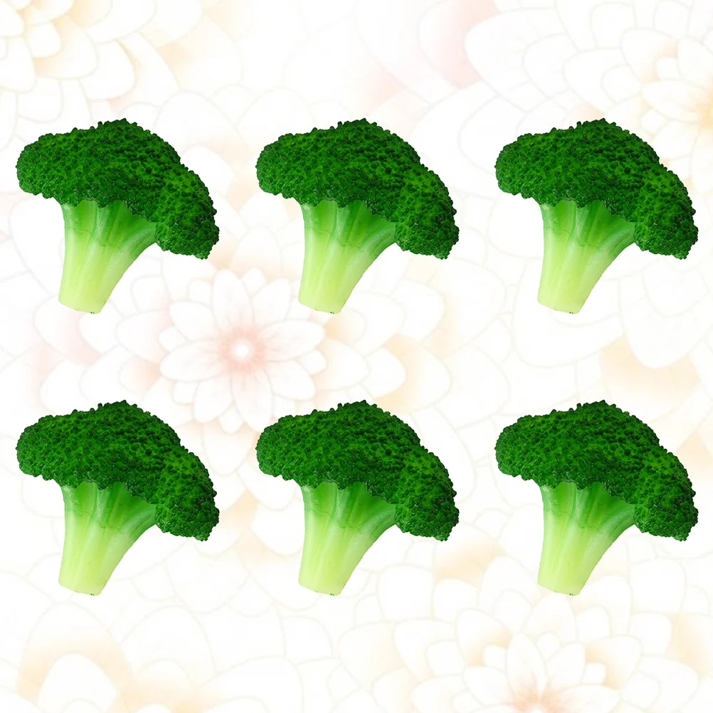 

6Pcs Imitated Broccoli Ornaments Lifelike Vegetable Models Funny Kids Play House Toys Creative Household Decoration