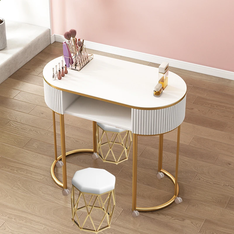 

Nail Supplies Equipment Tables Professional Manicure Wheel Table Salon Makeup Storage Reception Nageltisch Desk Designer