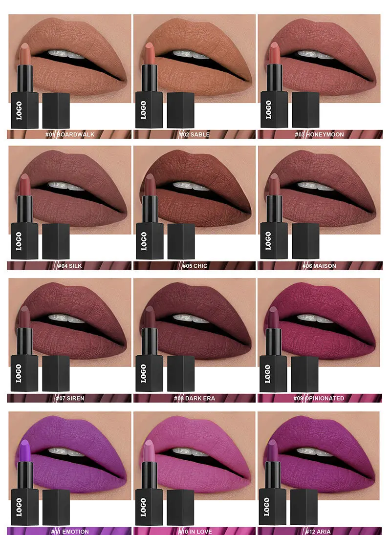 Benutzer definierte Logo Lippenstift Lippen tönung matt langlebige wasserdichte Samt Antihaft Tasse Lippen glasur Make-up Kosmetik Großhandel Bulk