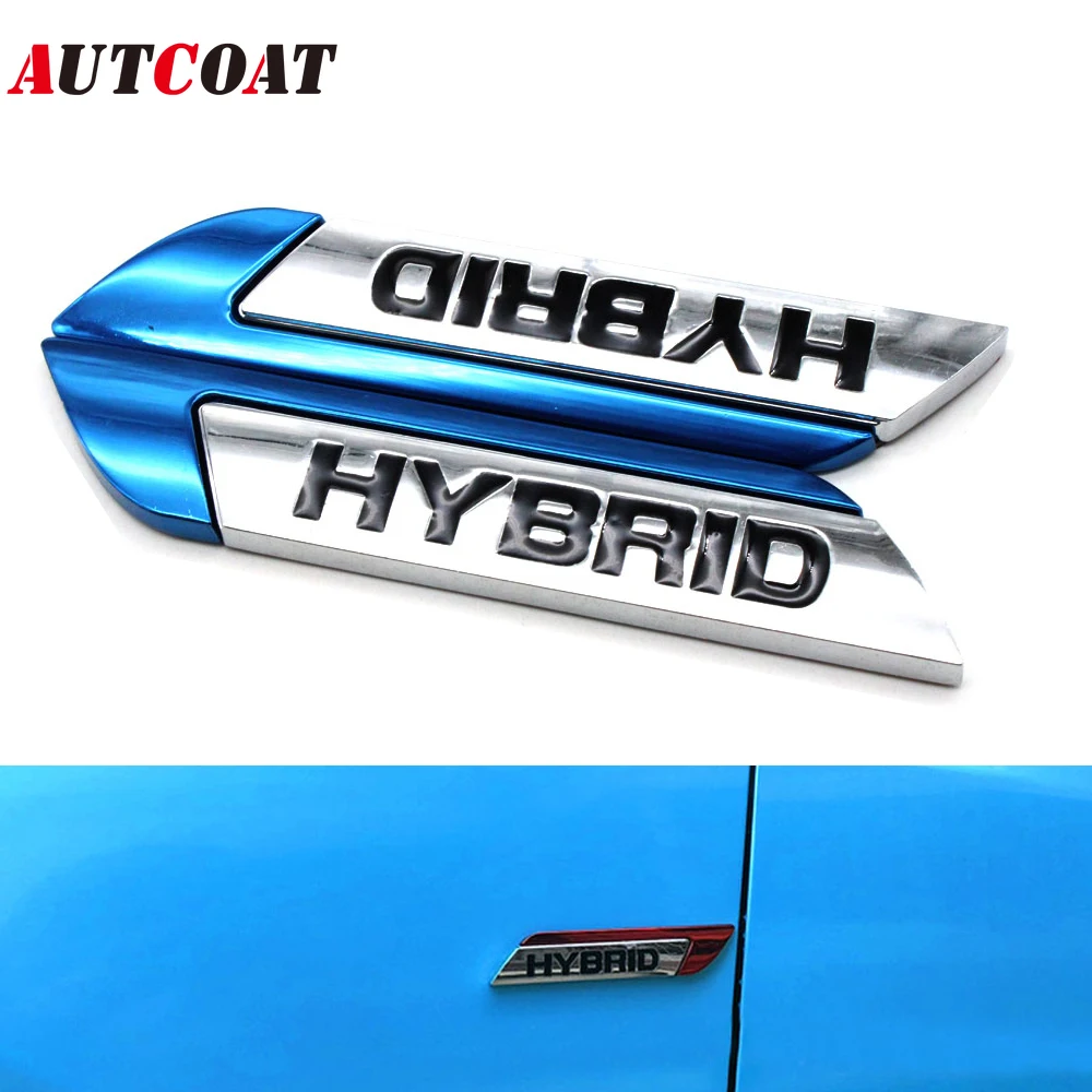 AUTCOAT 1Pair 3D Metal HYBRID Emblem Sticker Car SUV Body Exterior Cover Decals DIY Car-Styling 3D Stickers