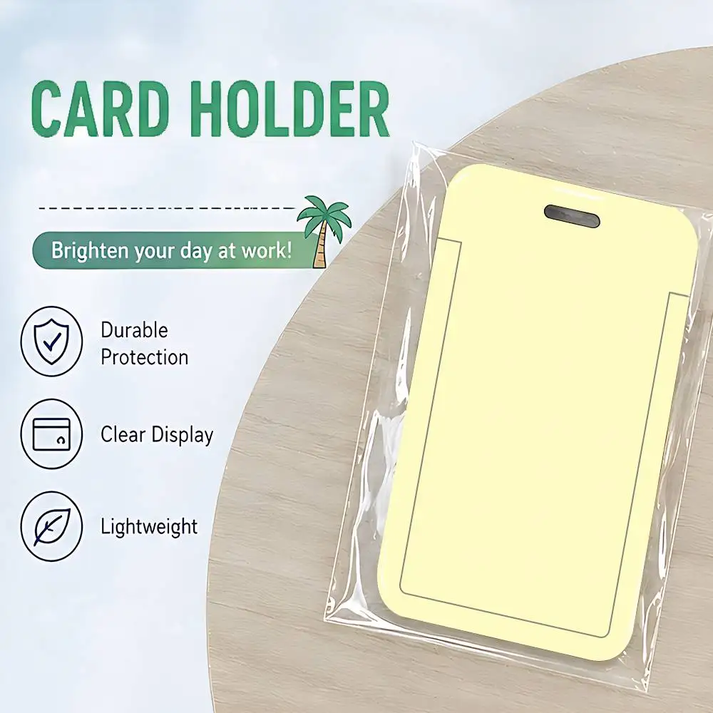 Solid Color ID Card Holder Cute PVC Badge Holder Cartoon Card Cover Student ID Bus Card Case With Clear Window