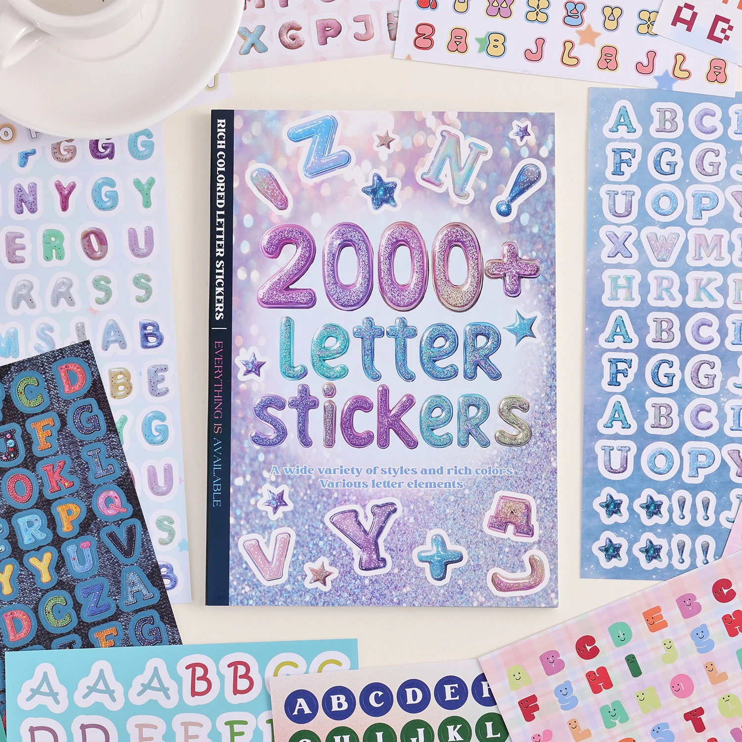 4Pcs Sticker Book Set - Including Alphabet Letters, Inspirational Quotes & Cute Stickers for DIY Crafts and Journaling