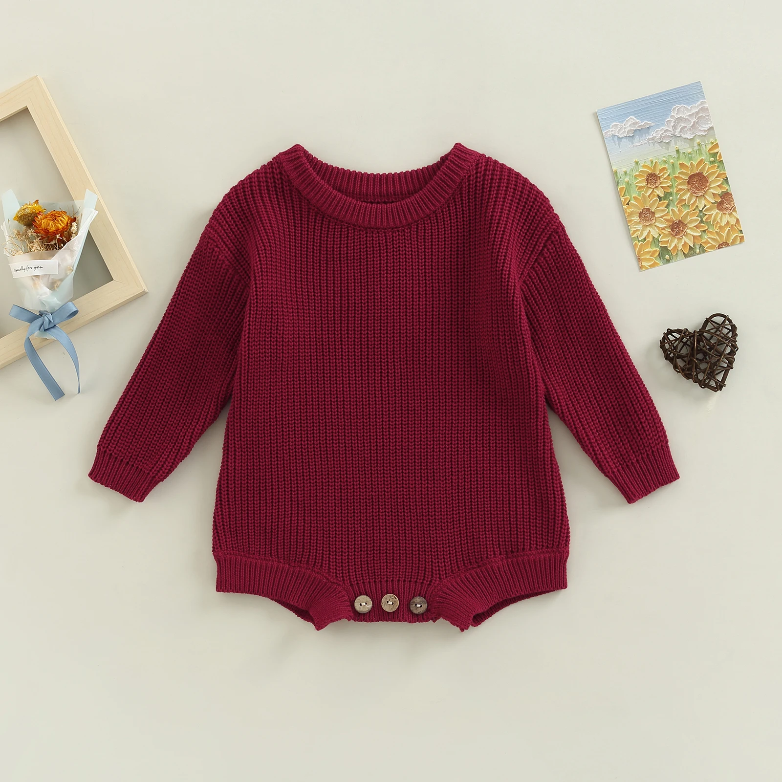 Baby Girl Boy Sweater Bodysuits Knit Oversized Pullover Sweatshirt Romper Playsuits Warm Fall Winter Baby Knitwear Outfit