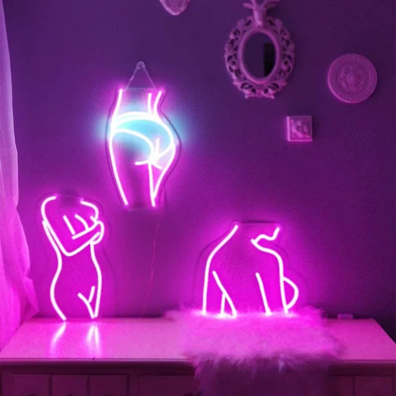 Mode RGB Neonlicht Zeichen Schönheit maßge schneiderte Transformator 220v sexy Frau Körper Leucht reklame für zu Hause