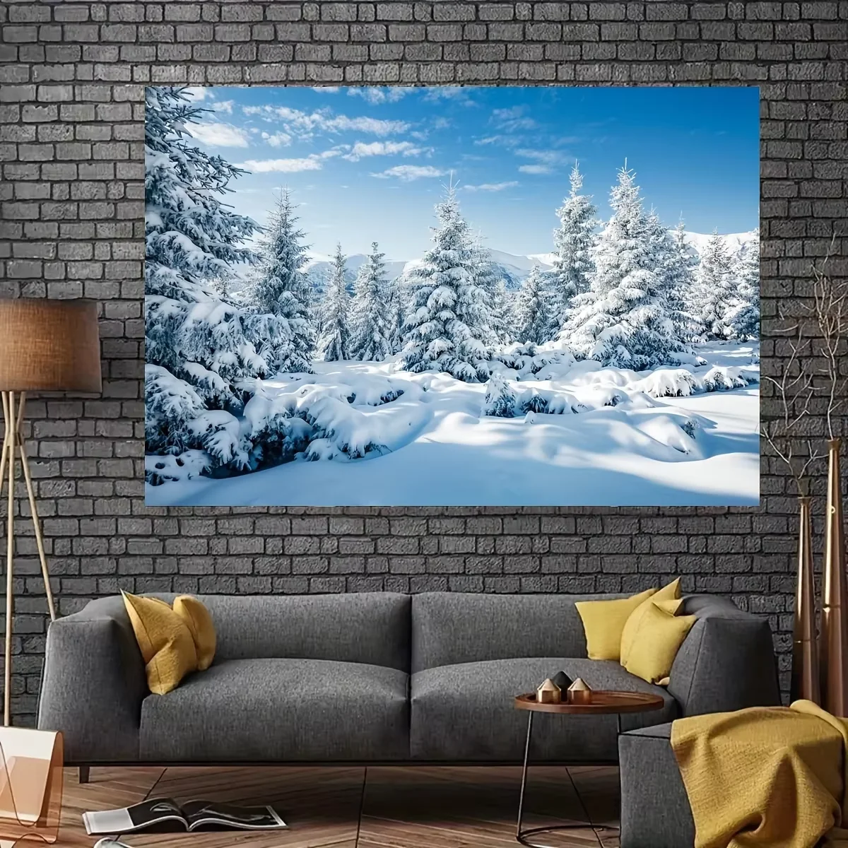 VIKAMA Winter-Schneeszene mit Wand-Party-Dekoration, Banner für Zuhause, festliche Party-Dekoration für drinnen und draußen