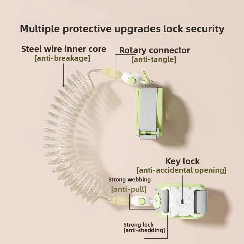 Children's Loss Prevention Bracelet;Key Lock with Anti Release Rope;Children's Anti Loss Traction Rope When Going Out Spring Rop