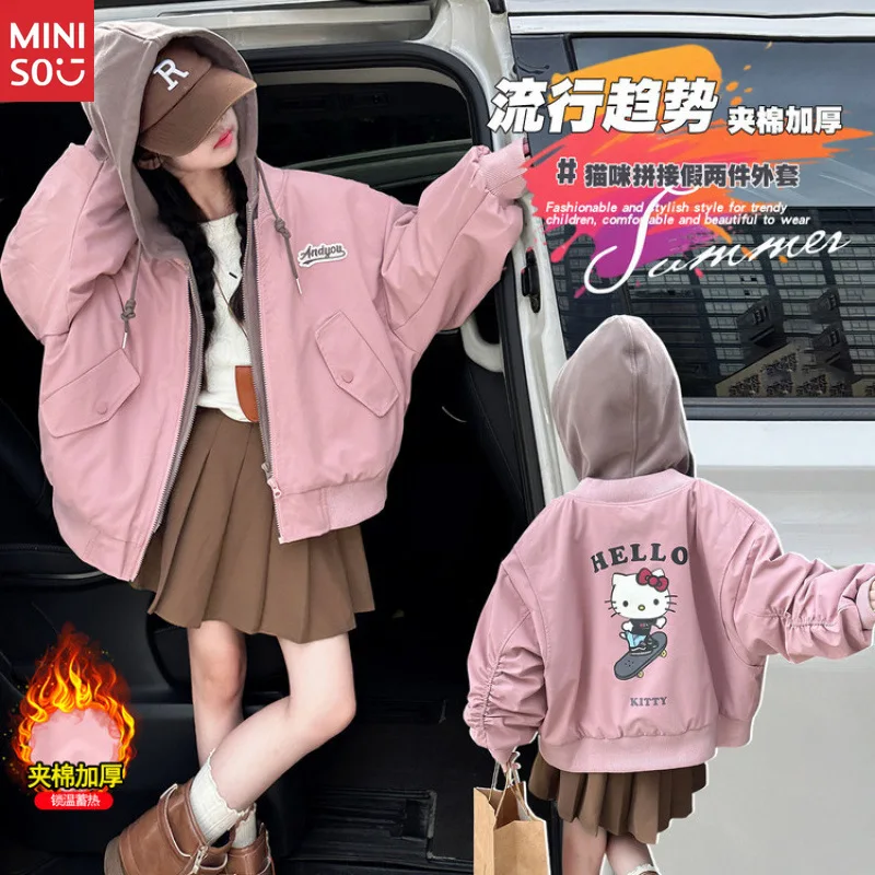 

2025 Bora Korean Girls Baseball Jacket Padded Coat Sweet Winter Big Kids