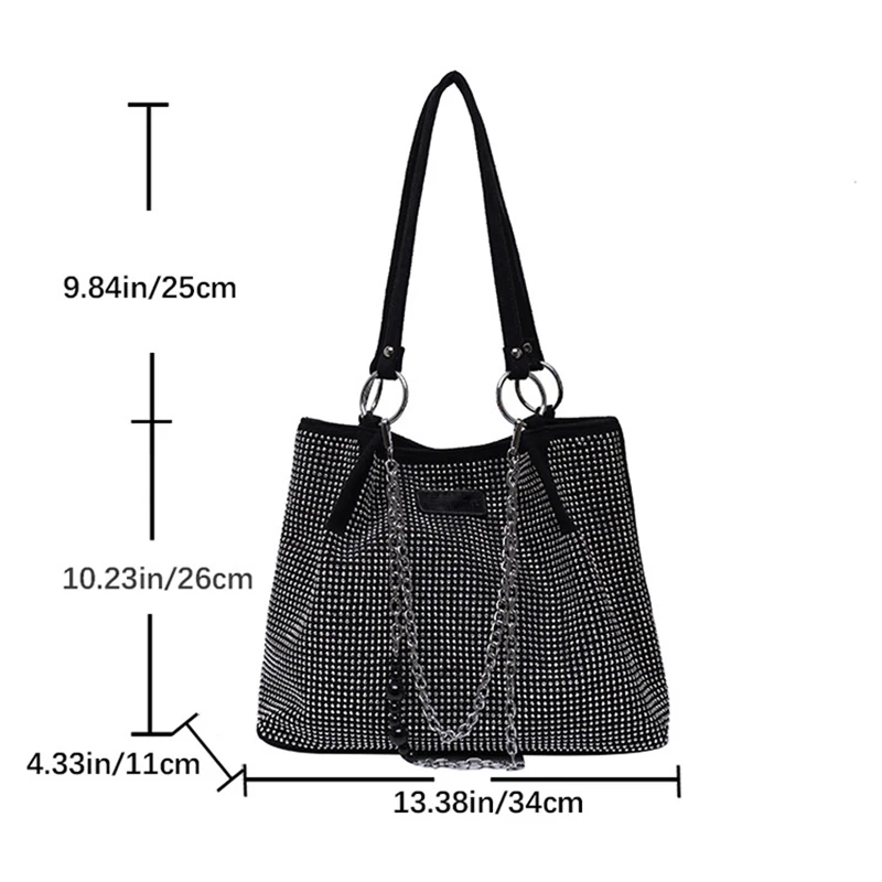 New Luxuy Rhineston Shoulder Bags For Women Designer Diamond Leather Crossbody Bag Female Underarm Bag Totes Purse Handbag