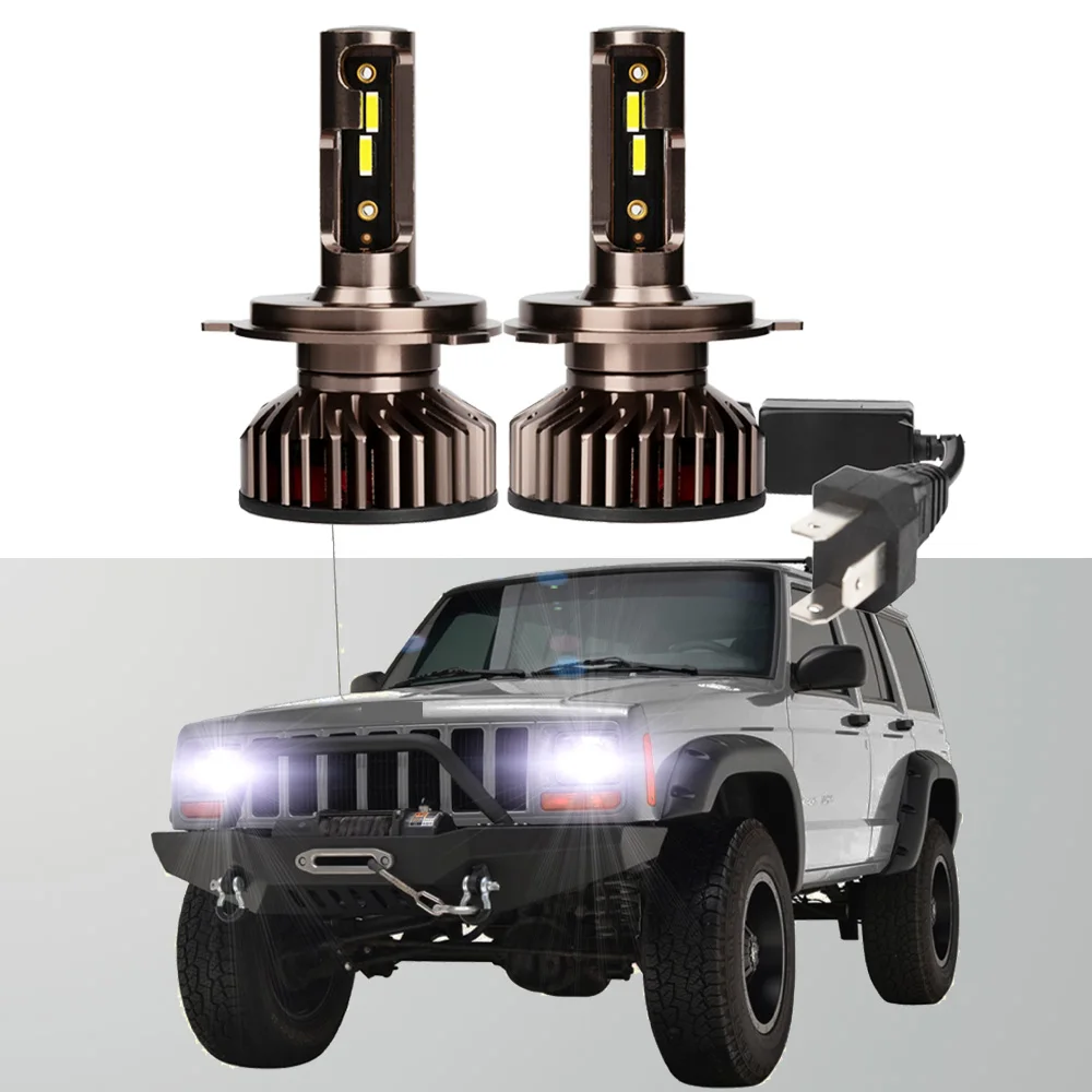 

2Pcs Led Headlight Bulb For Jeep Cherokee XJ 1984-2001 Headlight Bulb High Low Beam Canbus White Bright Auto Lights