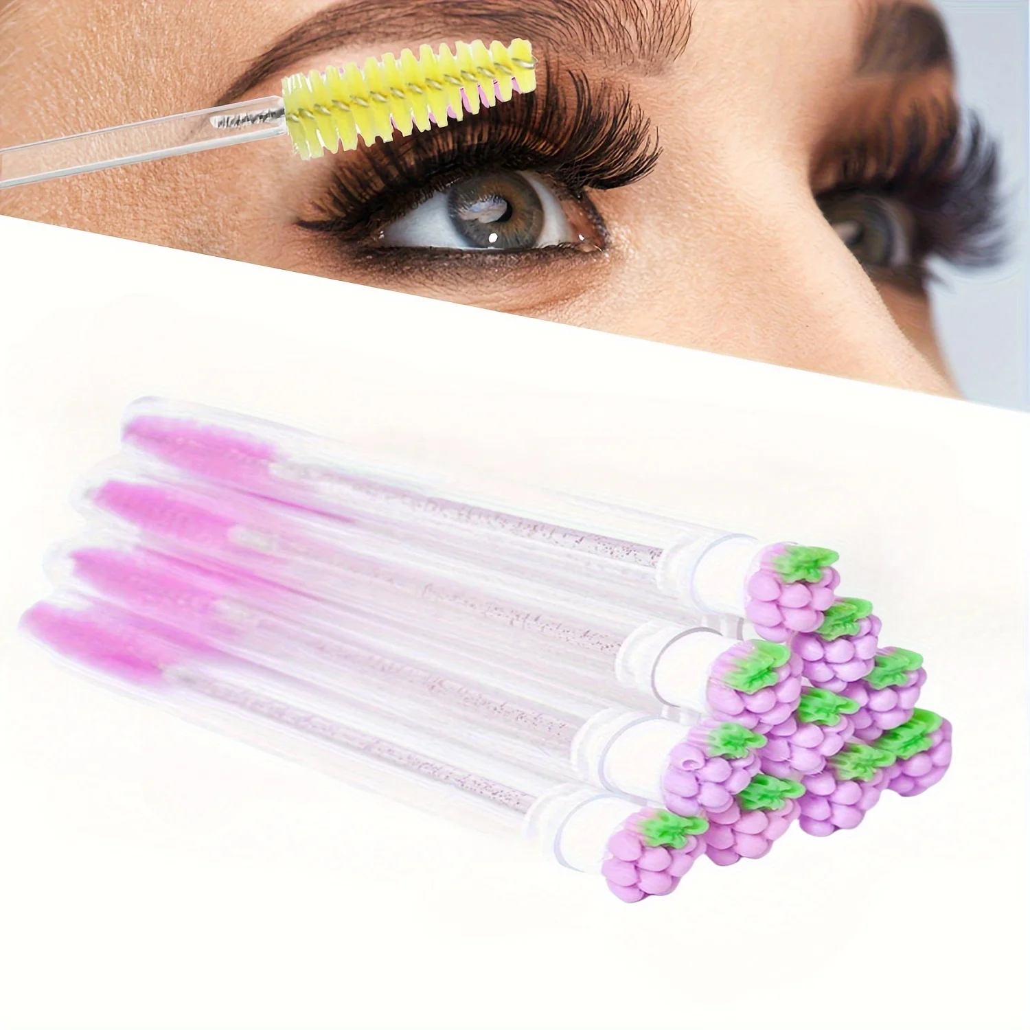 10PCS Eyelash Brush with Dustproof Test Tube Portable Crystal Grafting Eyelash Brush Eyelash Comb Eyebrow Brush Mini Makeup Tool