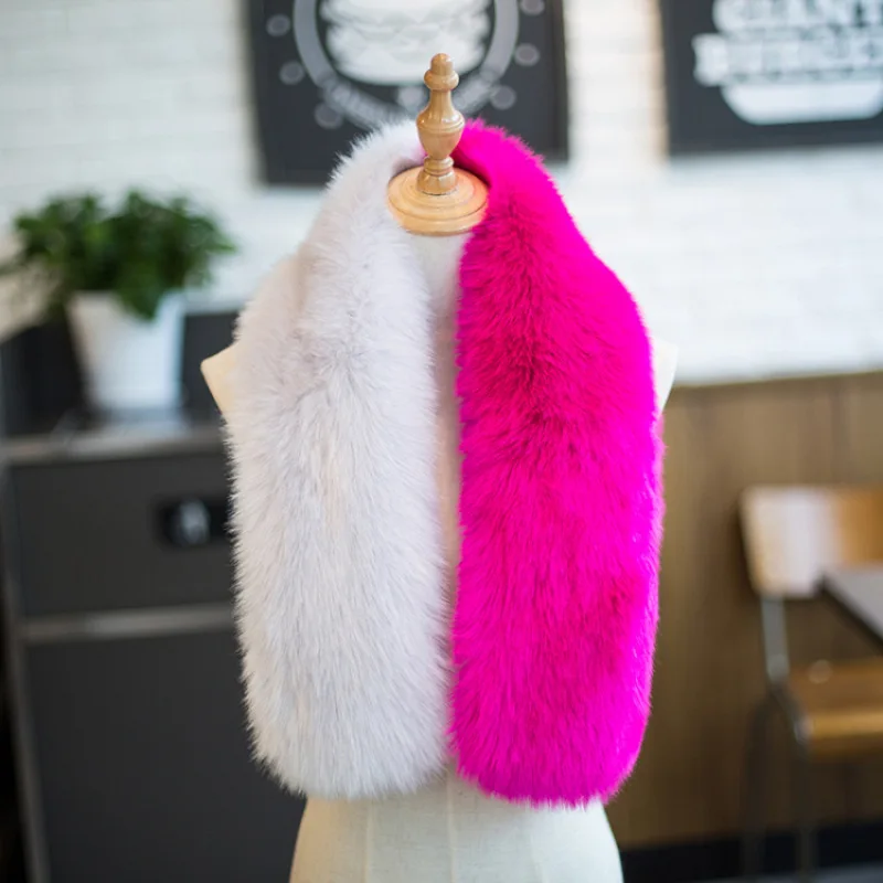 Women Faux Fox Fur Collar Shawl Furry Fur Collar For Winter Coat Hood Fur Decor Fake Fur Scarf Keep Warm Fur Collar Scarves