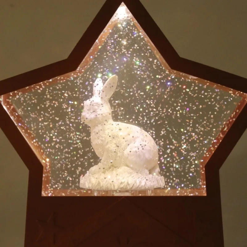 Cartoon rabbit creative wind lamp, ornament Easter gift resin music wind lamp, music crystal wind lamp