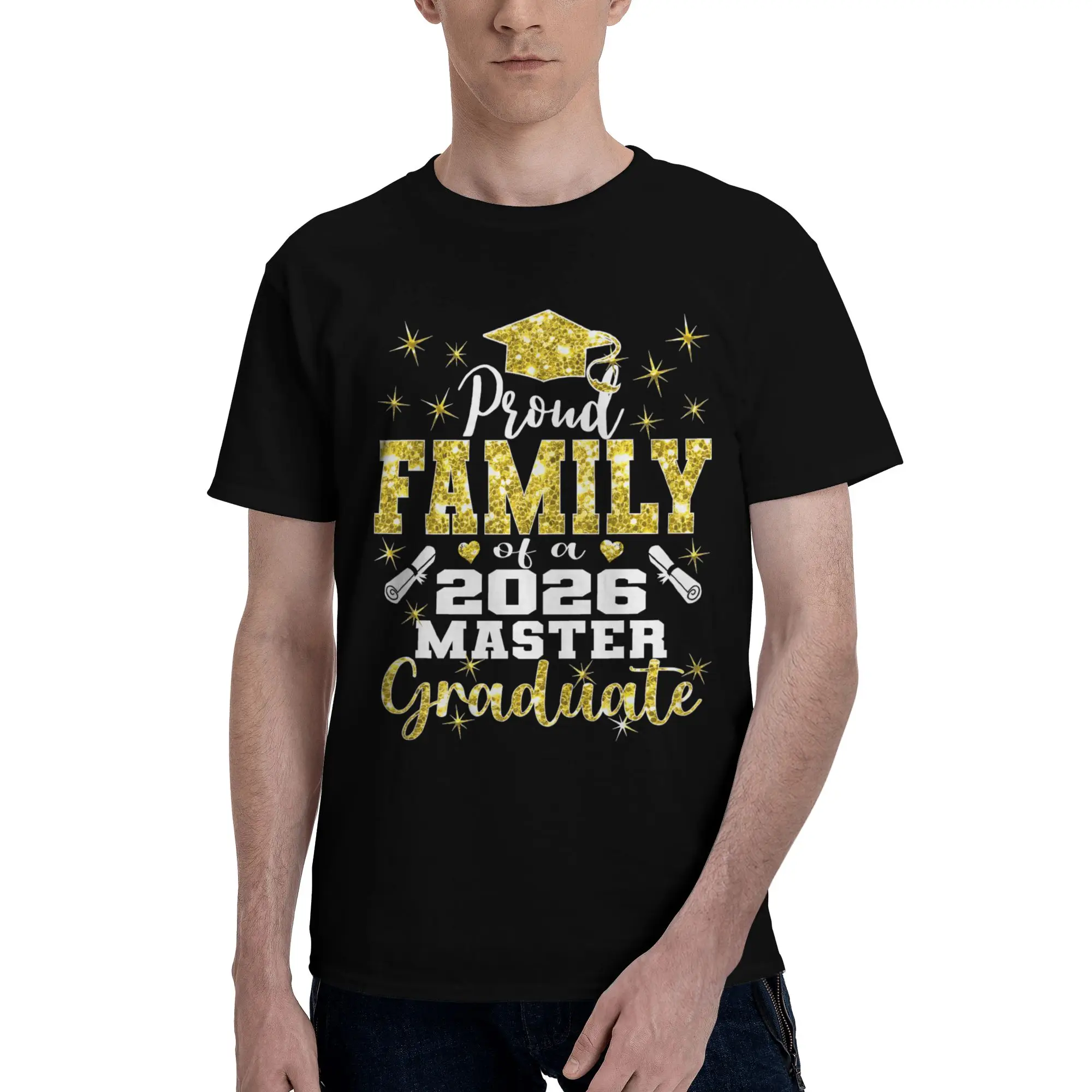 Proud Family of 2026 Class Master Graduate Family Graphic 100% Cotton T-Shirt class of 2026 Tops Tees For Men