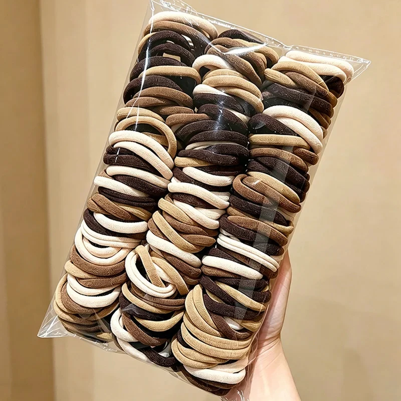 50/100 Stück elastische Haarbänder für Frauen, einfarbige Haargummis, Mädchen-Pferdeschwanzhalter, Gummiband, Scrunchies, Damen-Haar-Accessoires