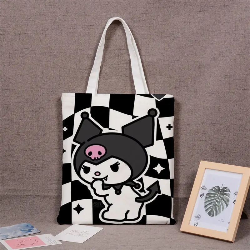 Kumomi Sanrio Anime peripheral Canvas bag Student school Tote bag Large capacity bag