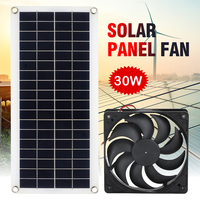 30W Solar Panel Exhaust Fan Set 12V Solar Cell DIY Plate Kit Outdoor for Greenhouse Dog Pet Home Ventilation Equipment Summer