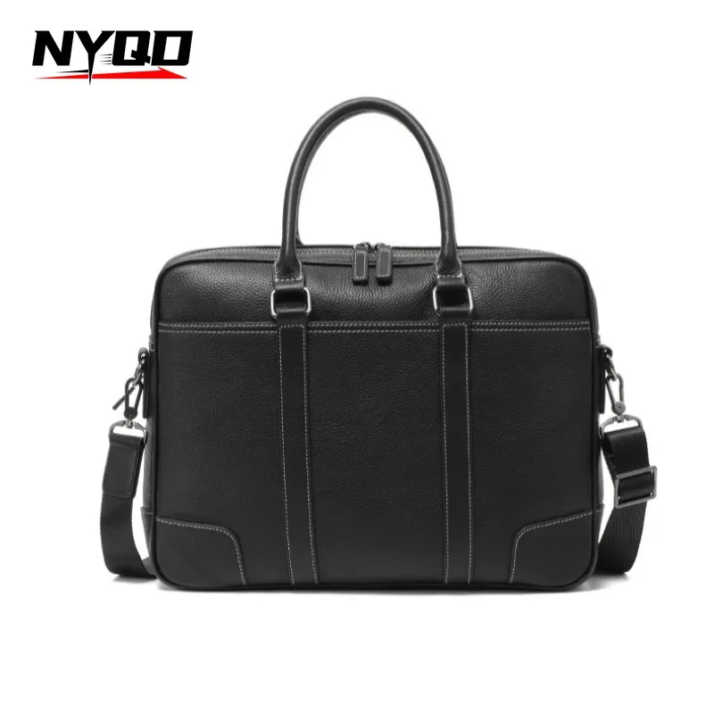 Men Laptop Briefcase Multiple Compartment Genuine Leather Business Handbag Large Capacity Shoulder Office Work Bag Сумка Мужская