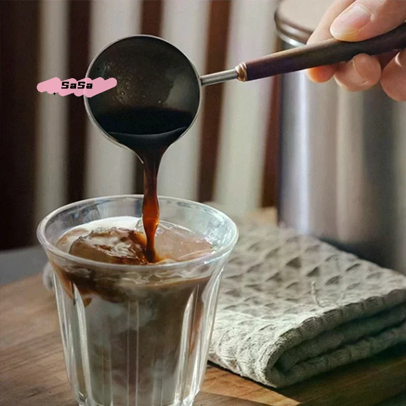 Wooden Handle Stainless Steel Coffee Scoop Tablespoon Measur