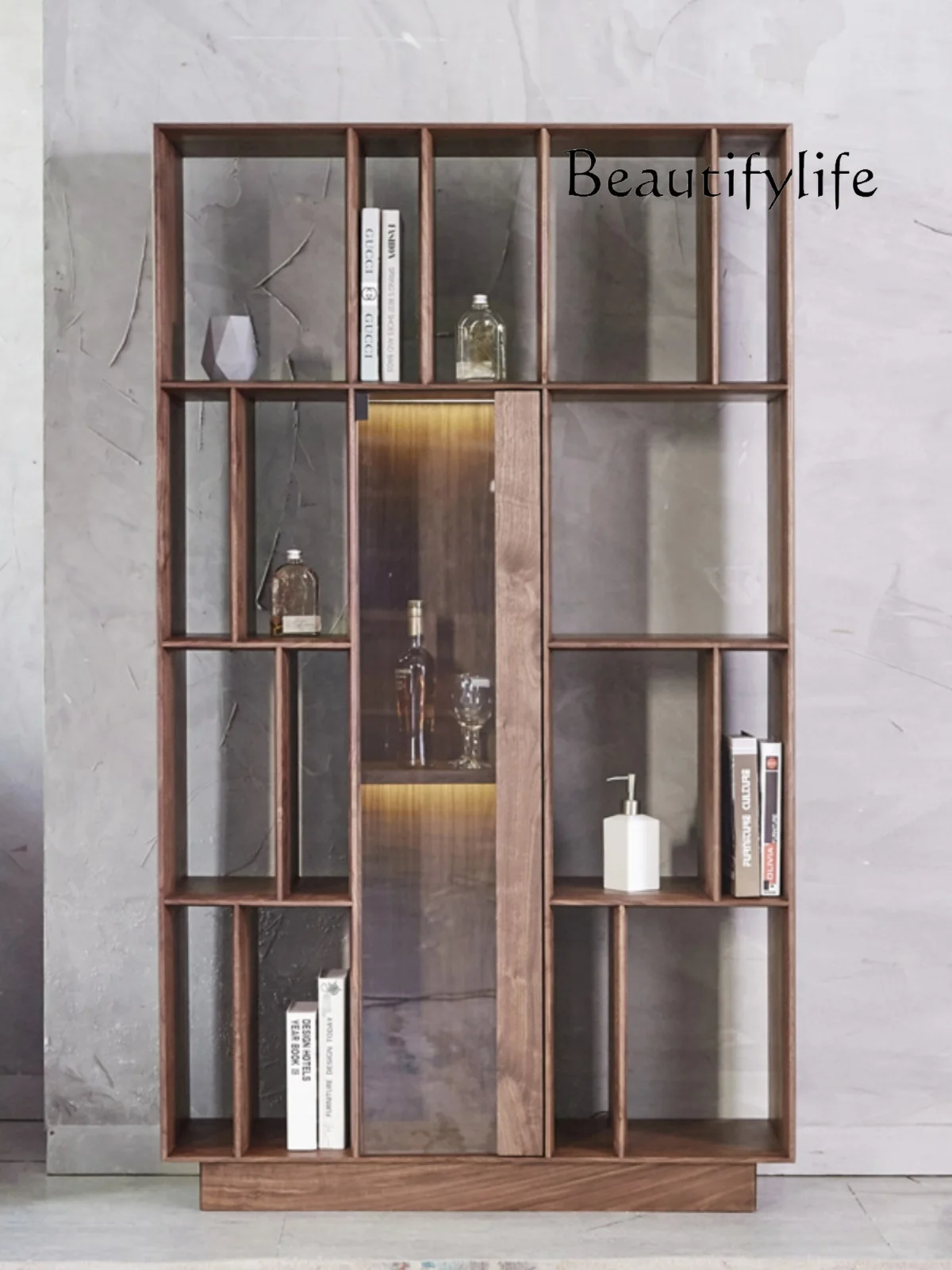 New Chinese Style Black Walnut  Wood Cabinet for Accessories Italian Minimalist Display Cabinet Home Living Room Storage Rack