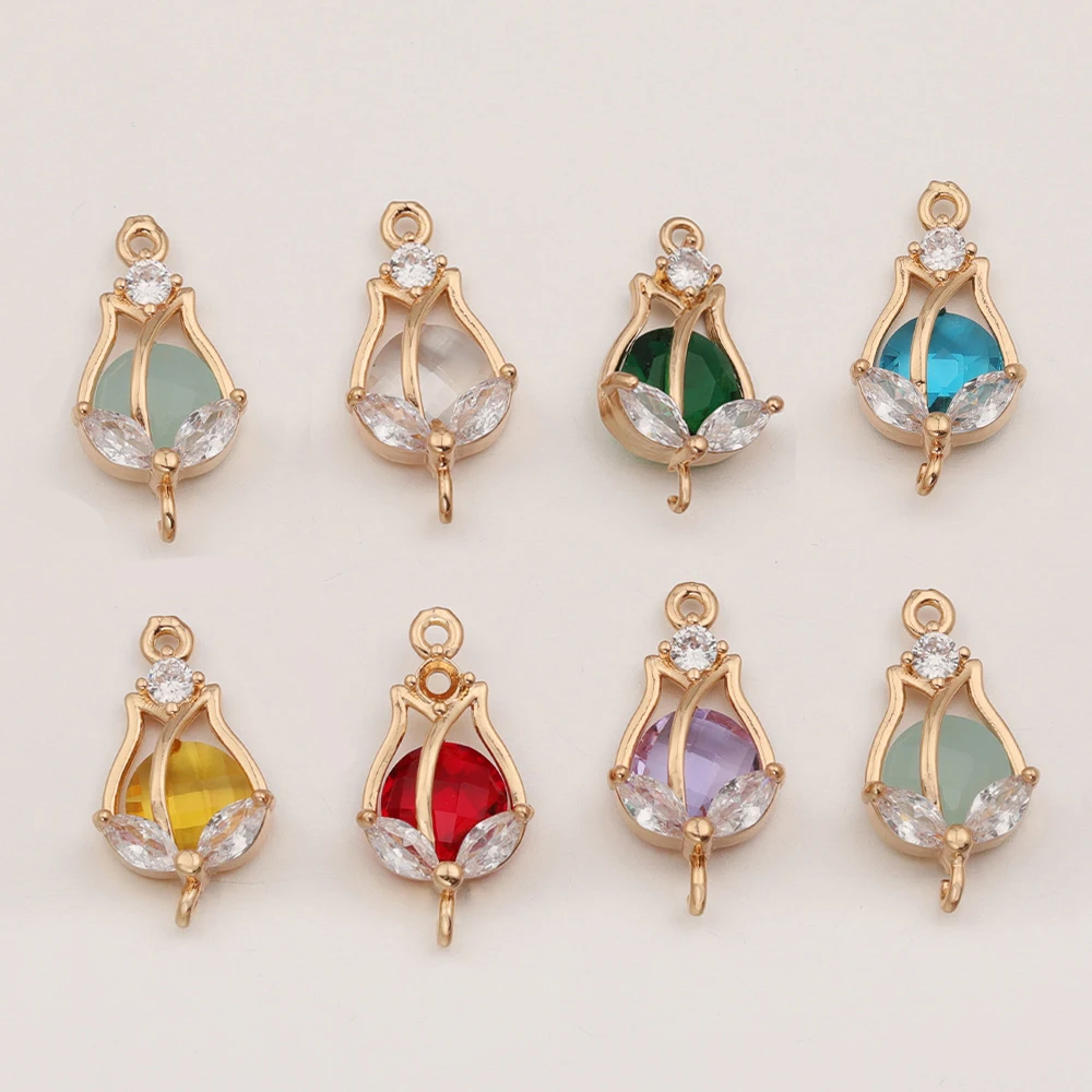 

Cordial Design 50Pcs 11*21MM Jewelry Accessories/CZ/Hand Made/Genuine Gold Plating/Flower Shape/DIY Copper Connectors #193961