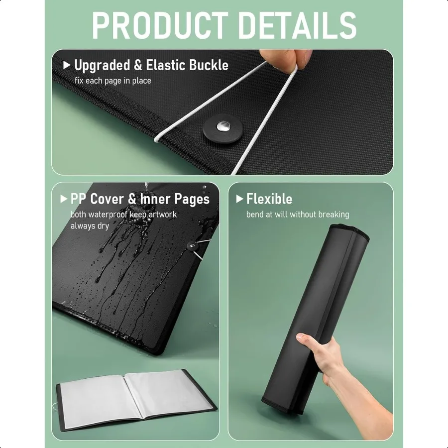 18x24 Large Art Portfolio Folder 30 Pockets Display 60 Pages Artist Portfolio Folder with Clear Plastic Sleeves Presentation St