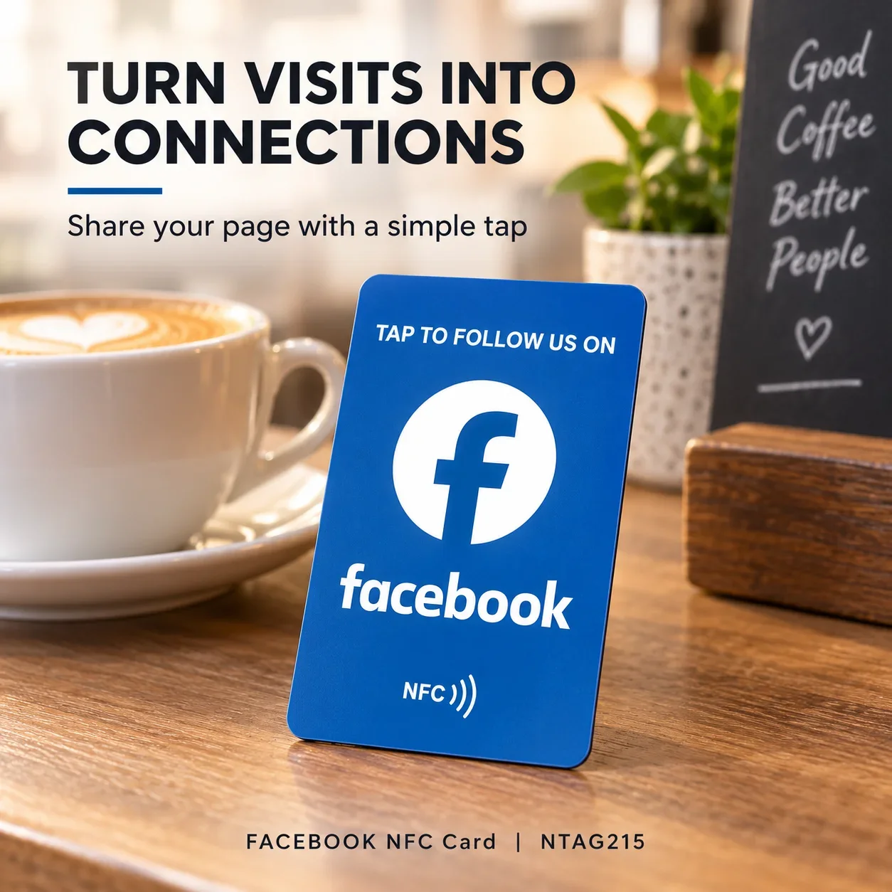 1pc Blue PVC NFC Card for Facebook 215 Chip Programmable Social Media Link Sharing Requires Buyer Programming Before Use