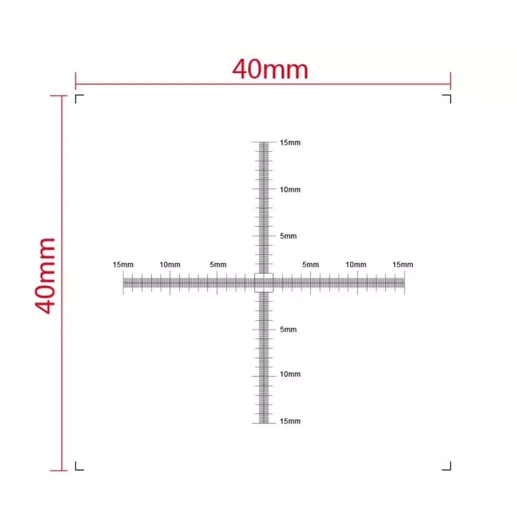 0.1mm Film Print Cross Ruler Calibration Plate Biaxial Optical Cross Micrometer Image Aberration 3D Measurement Tape 40x40mm