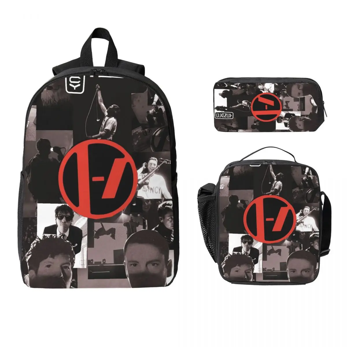

Twenty One Pilots Backpack Student Boys Girls BookBag School Bag Laptop Shoulder Bags 3ps Insulated Lunch Bag Pencil Case