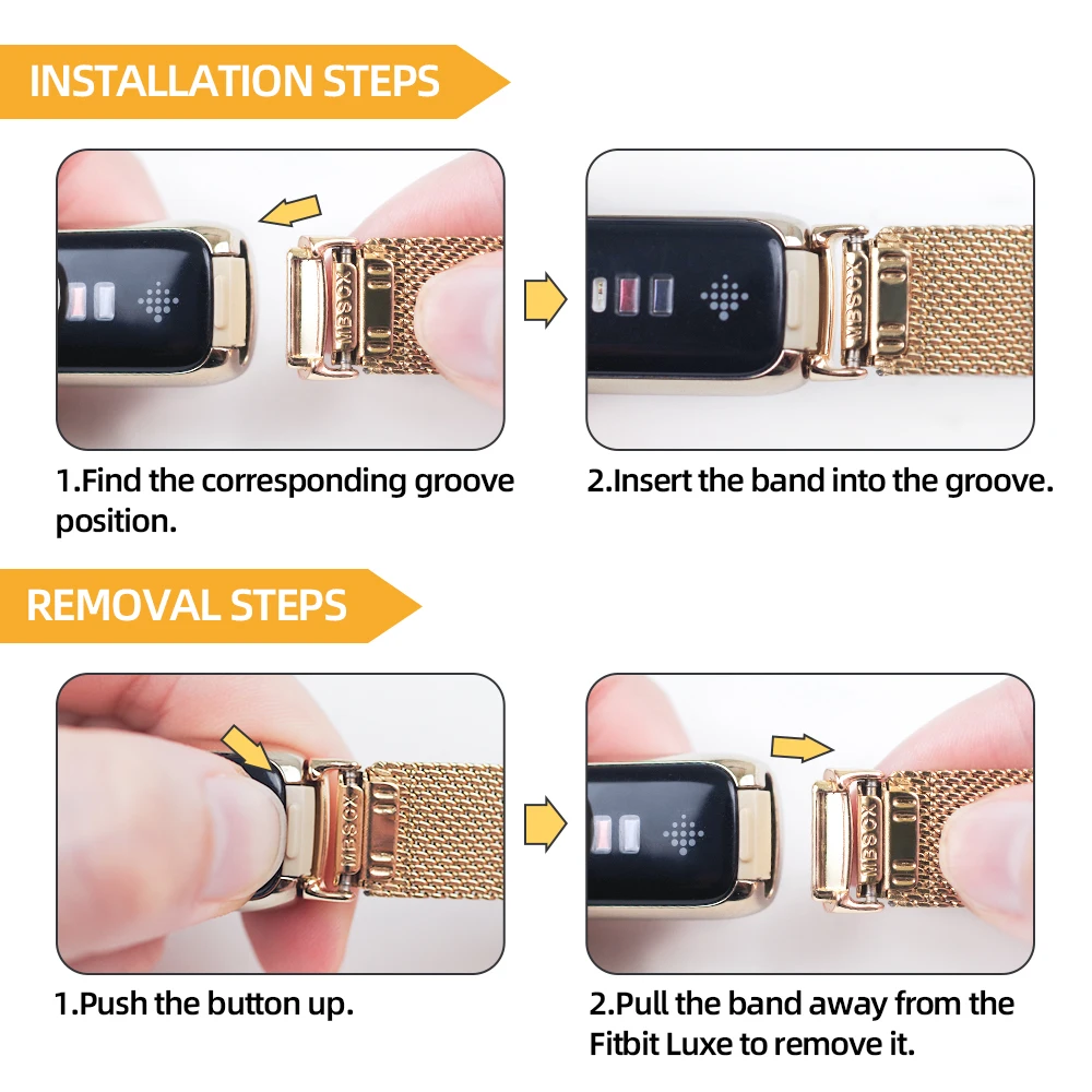 สำหรับ Fitbit Luxe สมาร์ทนาฬิกาสแตนเลสสตีลสร้อยข้อมือสายคล้องอุปกรณ์เสริมสำหรับ Fit Bit Luxe สายรัดข้อมือ Correa