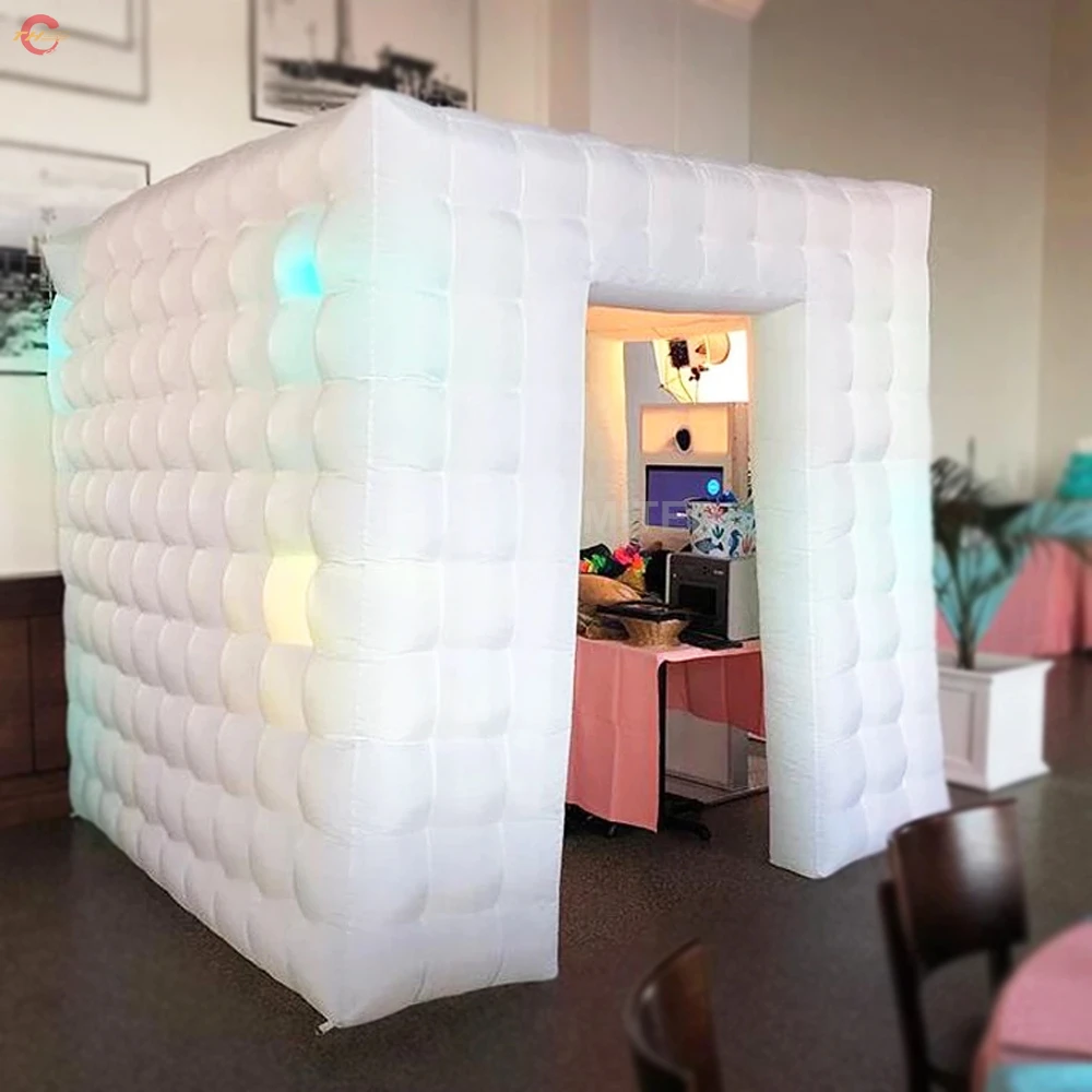 Barco aéreo rápido, iluminación LED de 3x3m, cabina de fotos inflable, cubo, tienda de cabina inflable para Selfie