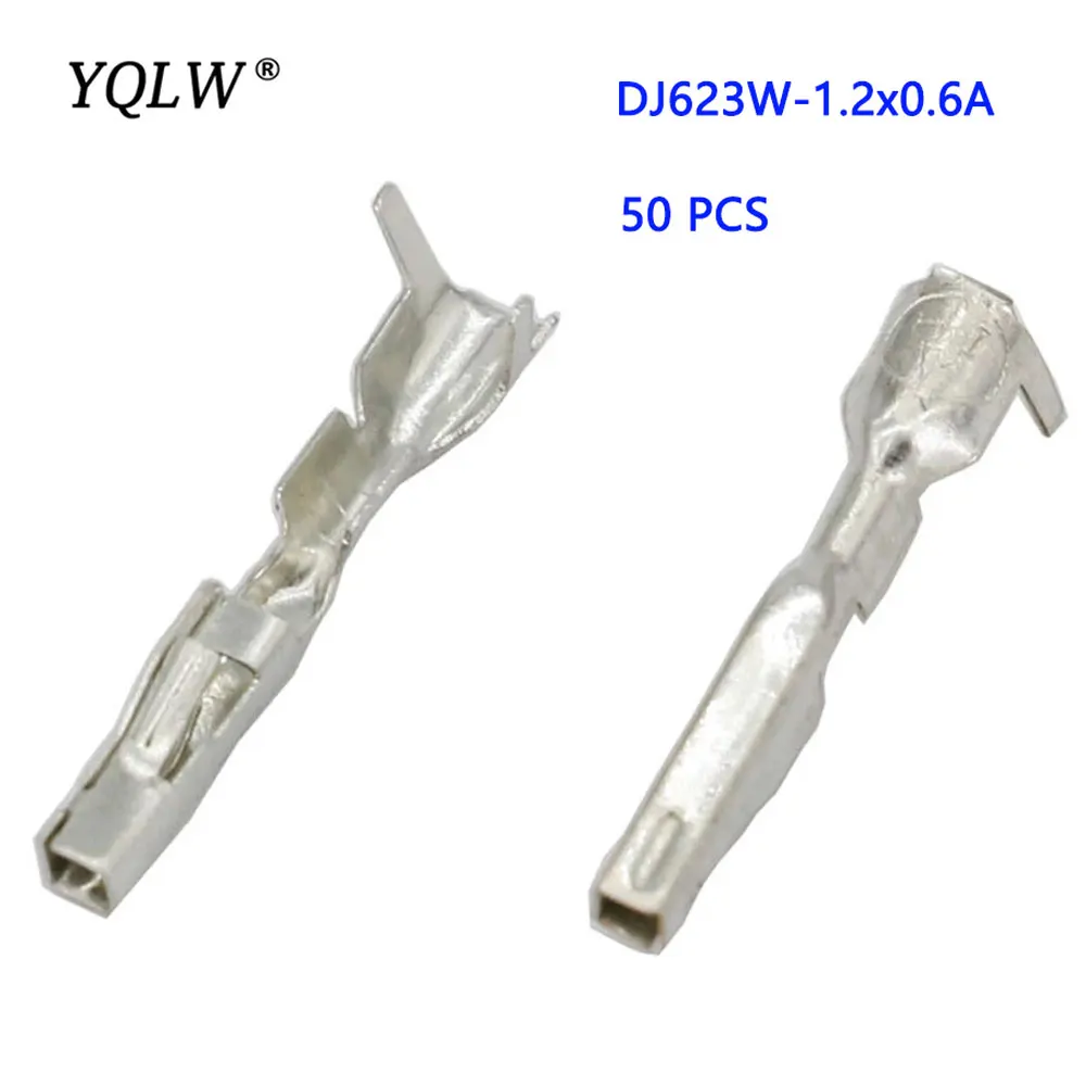 

50 PCS DJ623W-1.2x0.6A Copper Female Terminal Car Connector Insert Spring Pin