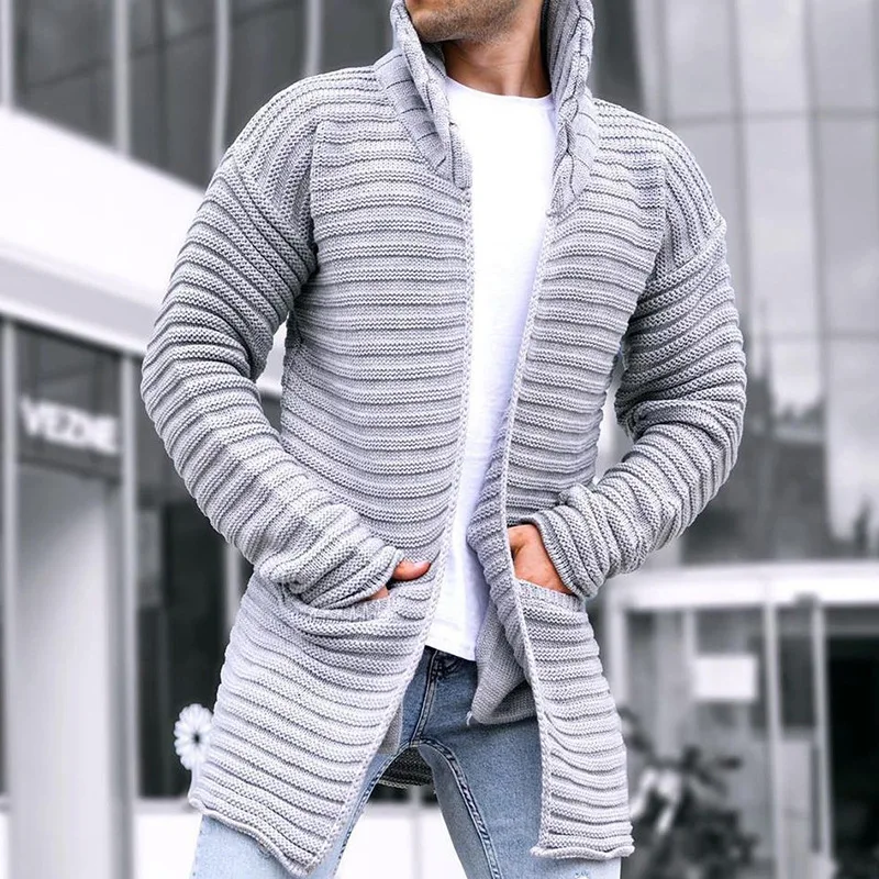 2023 Autumn and Winter New Cardigan Mens Knitted Sweater Solid Color Turtleneck Long-sleeved Coat Sweater Jackets