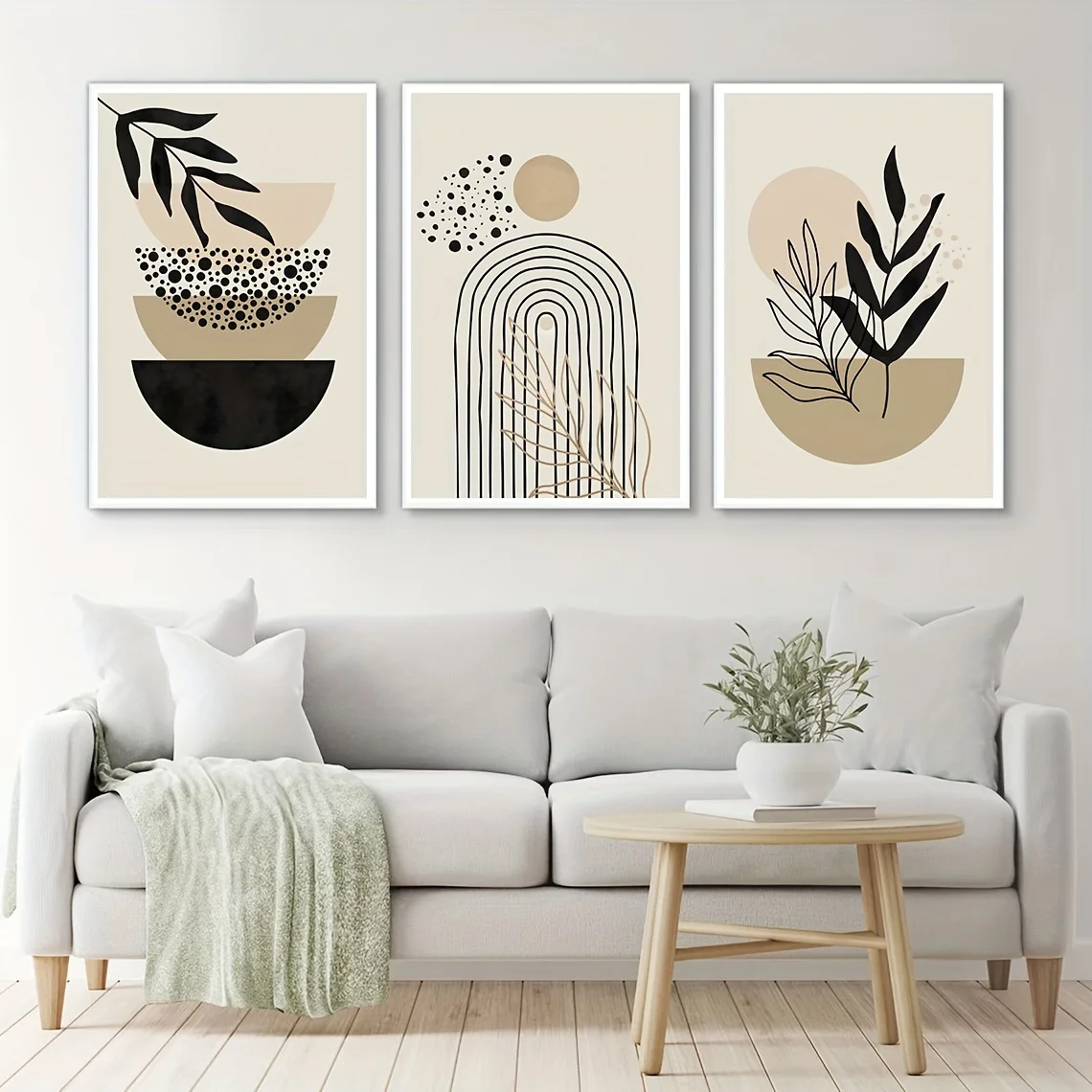 (No frame)2D Flat, 3pcs Bohemian Printed Matter Bohemian Wall Decoration Canvas Poster Painting Background Decoration Abstrac