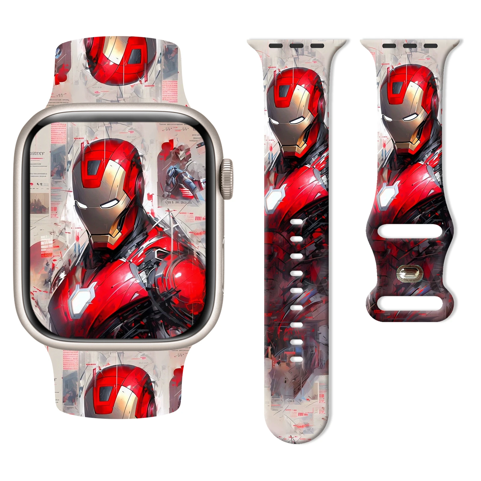 

MINISO Iron Man for Apple for Apple Watch 11 10 9 8 7 Silicone Band Replacable Bracelet for iWatch 46mm 42mm 41mm 40mm Watchband