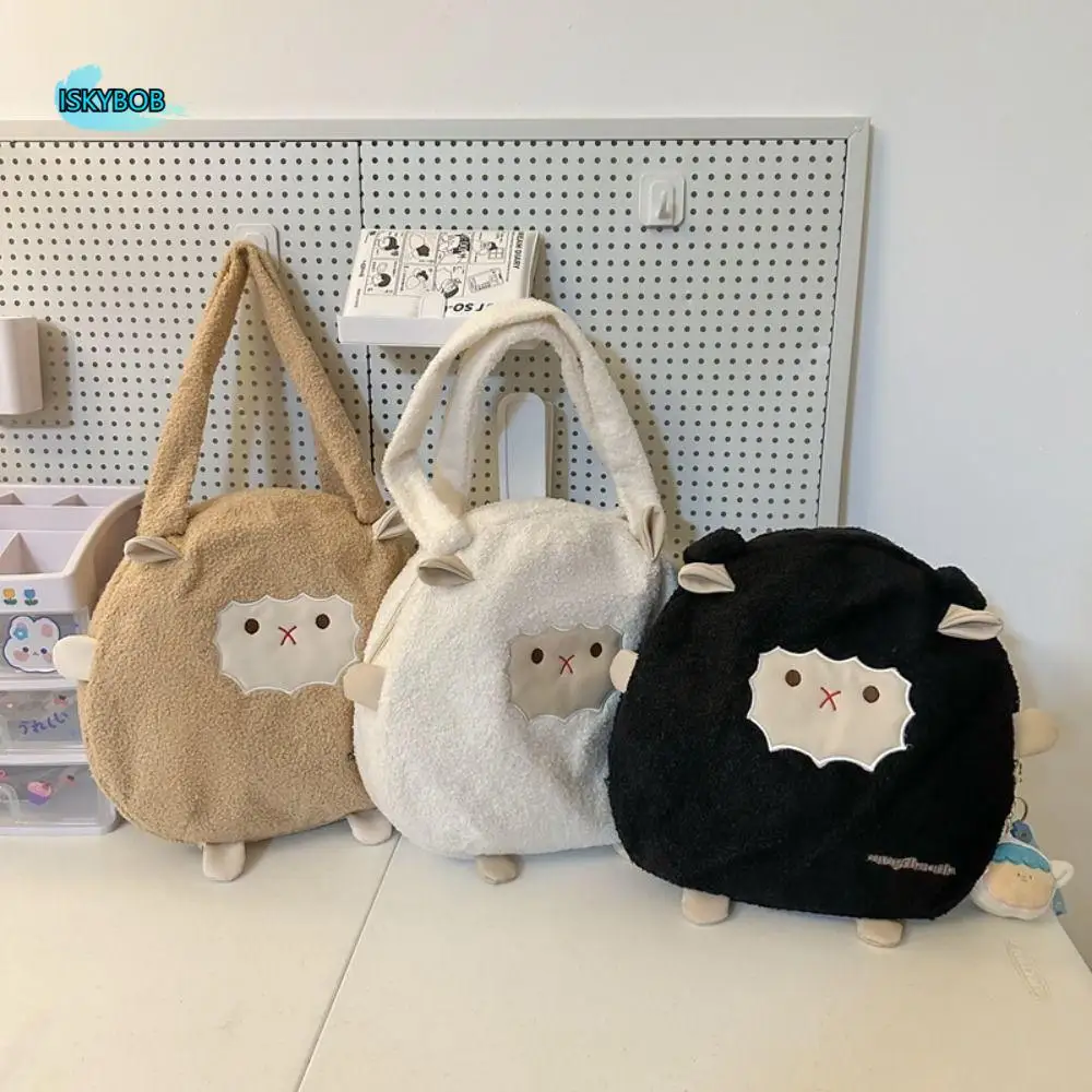 น่ารักขนาดใหญ่ความจุแกะ Plush ไหล่กระเป๋าจี้ Kawaii WARM Tote กระเป๋าเกาหลีสไตล์ตุ๊กตาสัตว์กระเป๋าถือหญิง