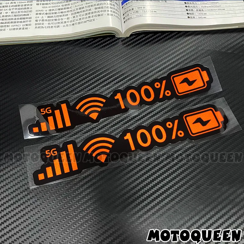 5G WiFi Battery Level Sticker JDM Style Vinyl Decal Waterproof 2PCS Car Motorcycle Helmet Funny Decoration