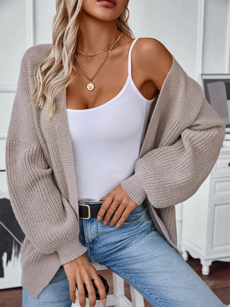 Loose Cardigan Solid Color Sweater Casual Coats Long Sleeve Women Clothing Autumn Winter Tops Female Outerwear New Street Wear