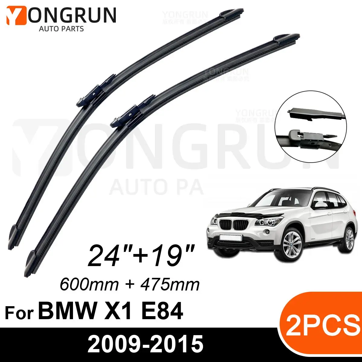 

Car Front Windshield Wipers For BMW X1 E84 2009-2015 Wiper Blade Rubber 24"+19" Car Windshield Windscreen Accessories