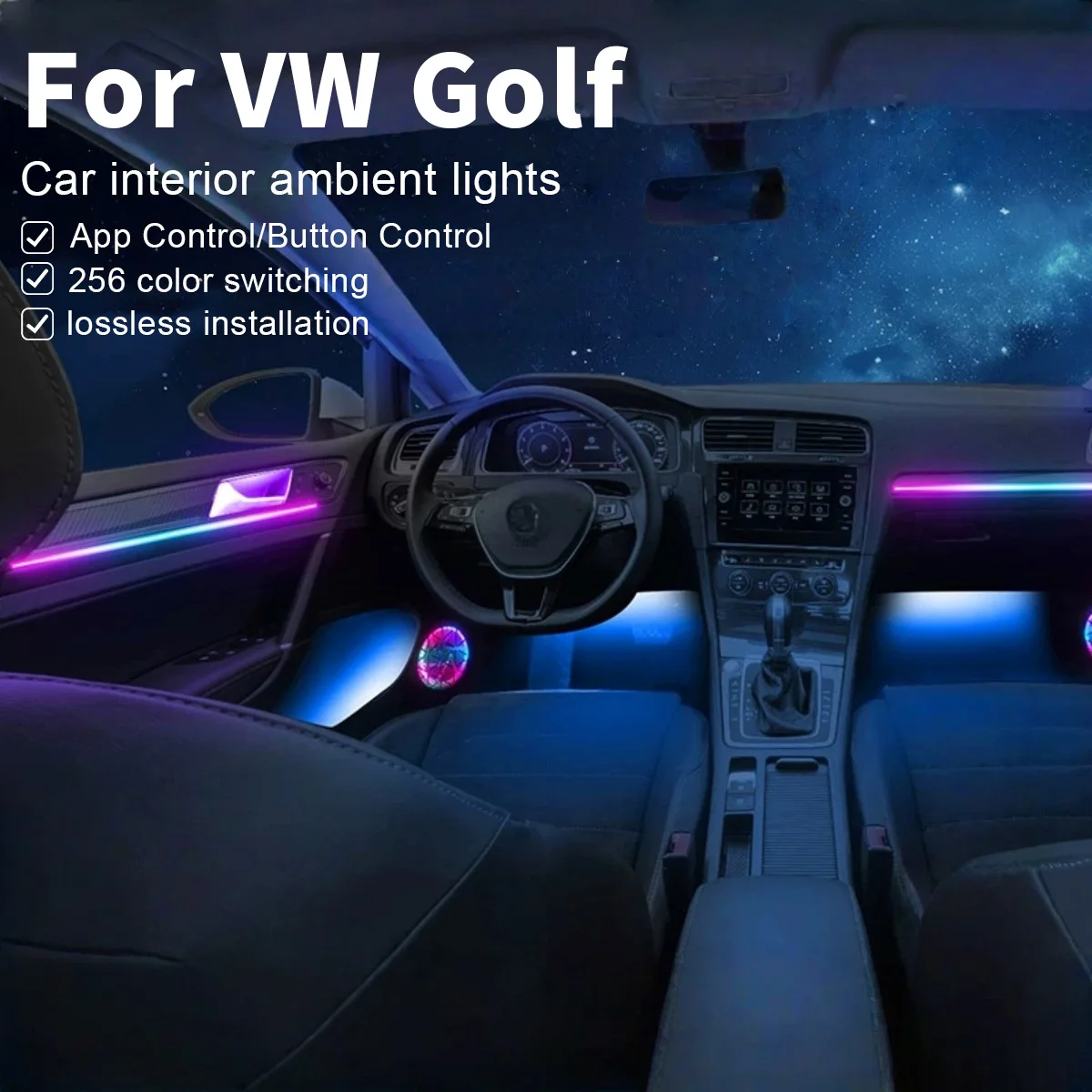 

Для Volkswagen Golf 22in1 RGB салон автомобиля акриловое освещение автомобиля RGB скрытая акриловая полоса украшения атмосфера аксессуары
