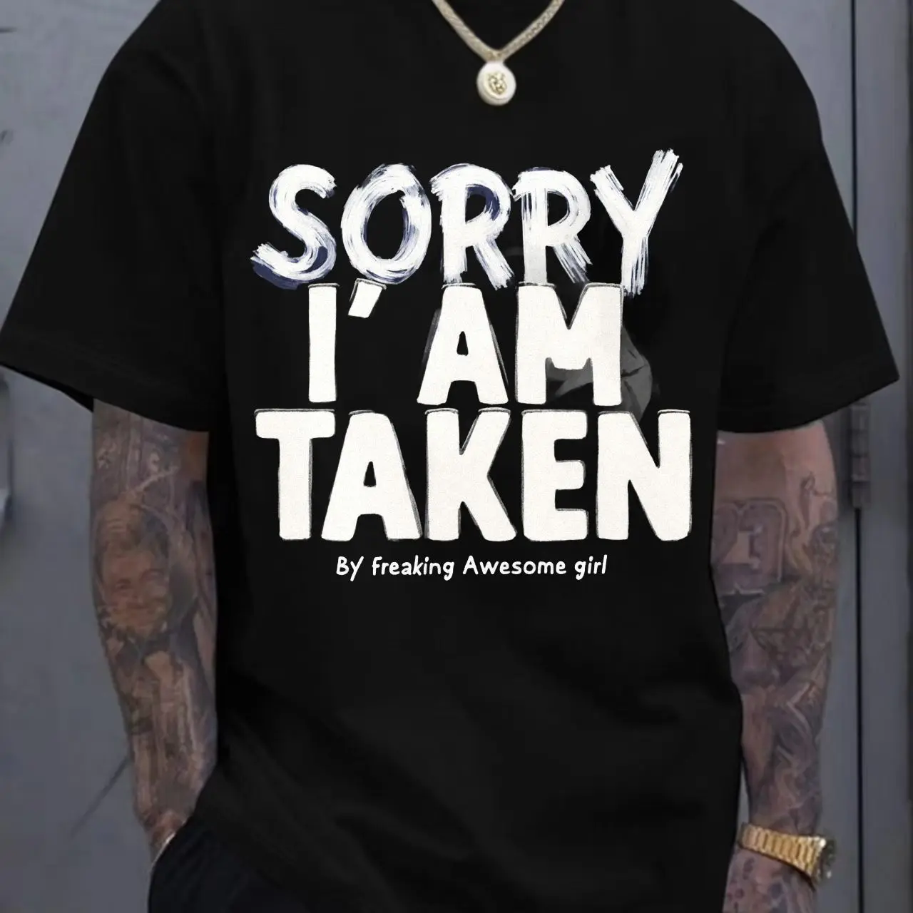 آسف لقد أخذت تي شيرت برقبة دائرية، تي شيرت برسومات نصية جريئة بأكمام قصيرة، بلوزة قطنية غير رسمية من ماركة Gildan، ريلات روحية مرحة #1