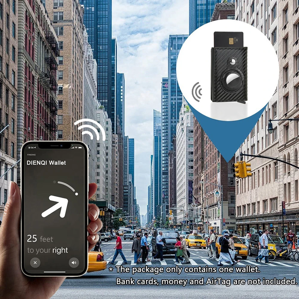 남성용 애플 에어태그 지갑, 탄소 섬유 패션 ID 신용카드 홀더 RFID 슬림 에어태그 슬라이드 지갑, 디자이너 카드 홀드용 2025