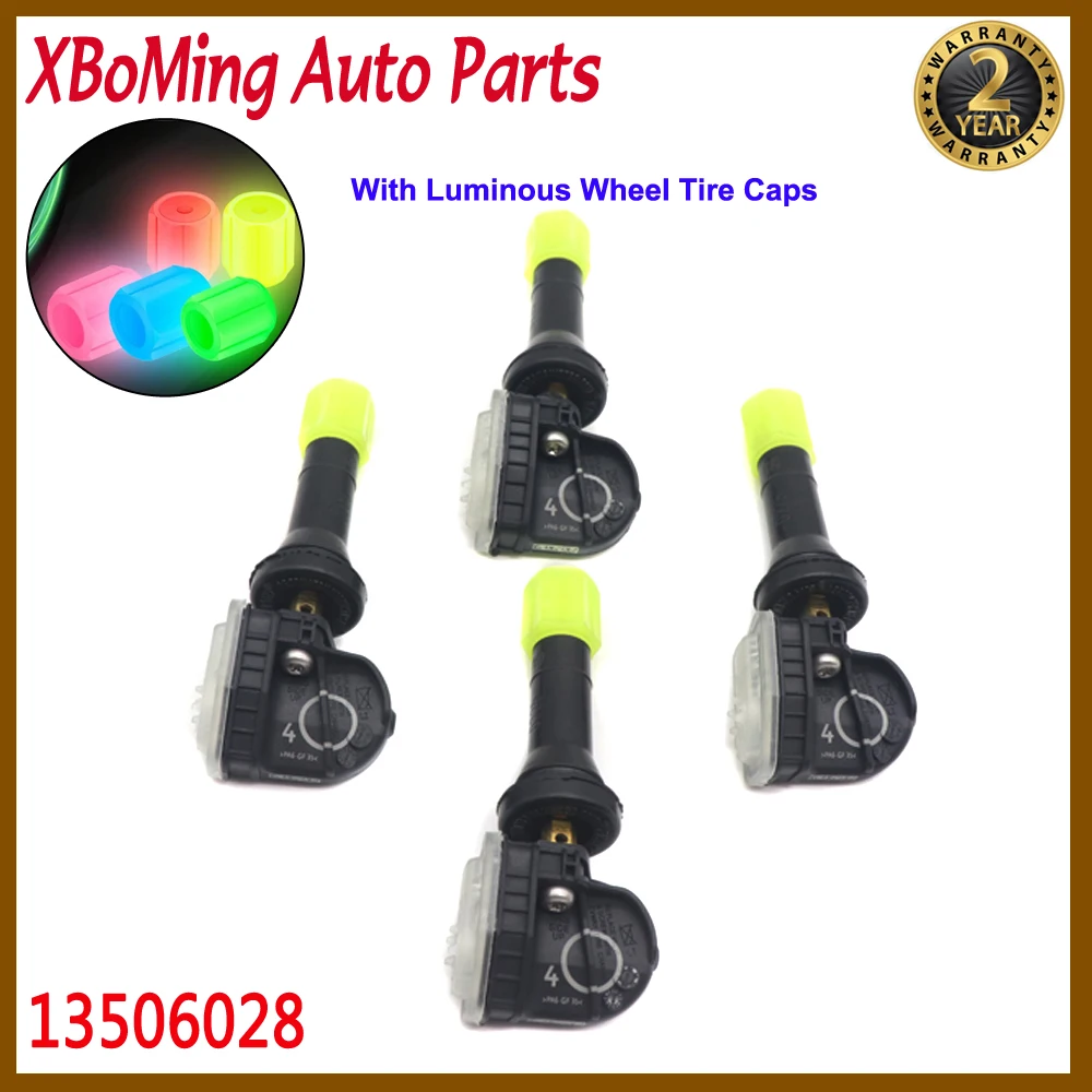 13506028 1/4PCS NEW Tire Pressure Sensor Monitor For Opel Antara Ampera Adam Astra J K Corsa D E with Luminous Tire Valve Caps