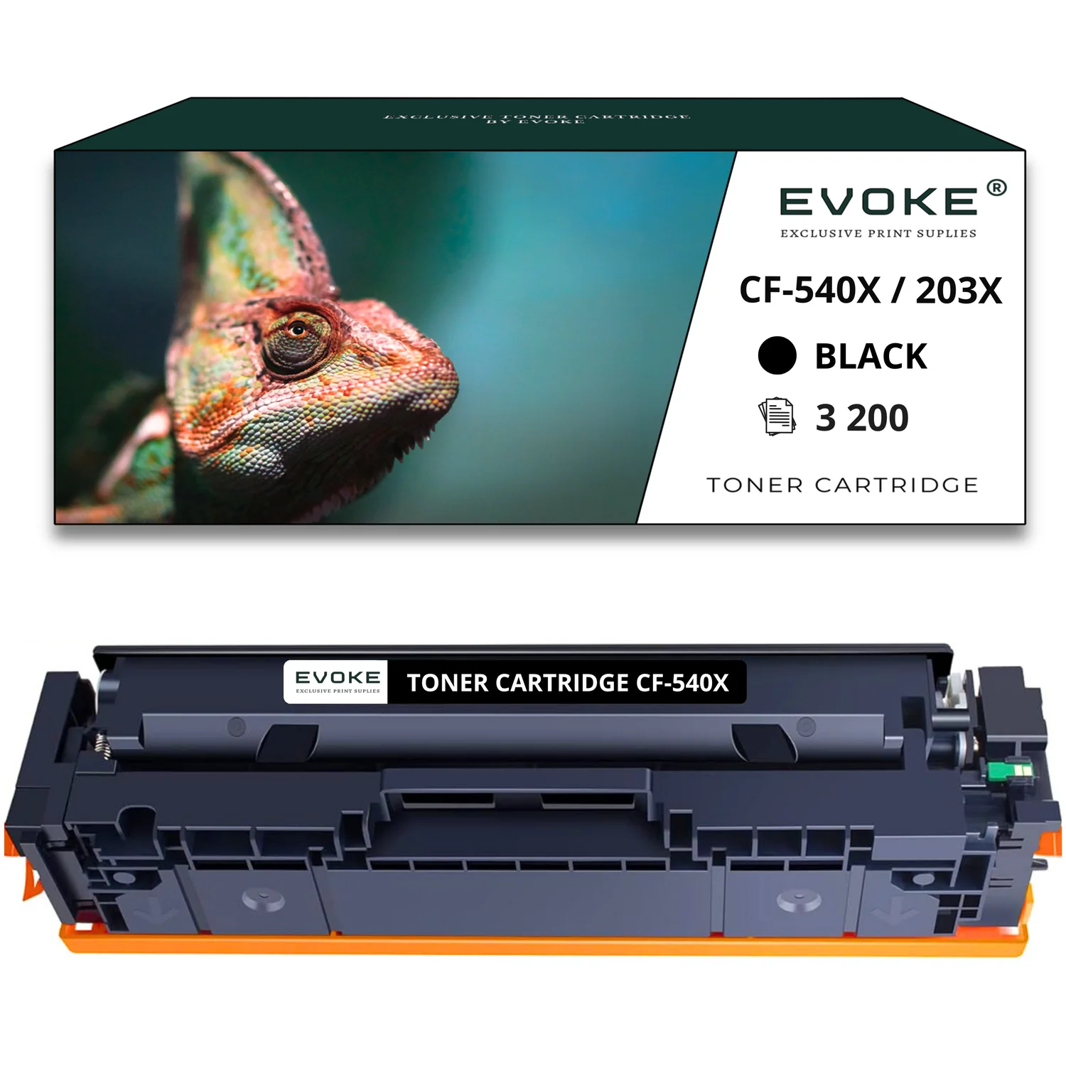 Evoke Compatibele Toner voor Hp I Canon Cf540X Cf-540X 203X Crg-054H Crg054H Zwart 3200 Pagina's Kleur Laserjet Pro M254Nw M280Nw M281Fw; Canon met Cartridge Crg-054H
